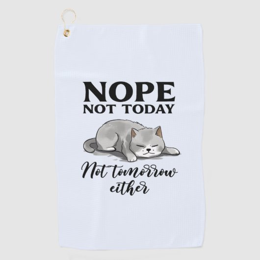 Serviette De Golf Pas aujourd'hui, pas demain - Chat endormi (Devant)