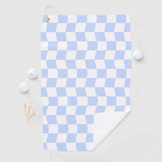 Serviette De Golf Pastel Blue White Retro Checkerboard Pattern (En situation)