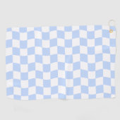 Serviette De Golf Pastel Blue White Retro Checkerboard Pattern (Horizontal)