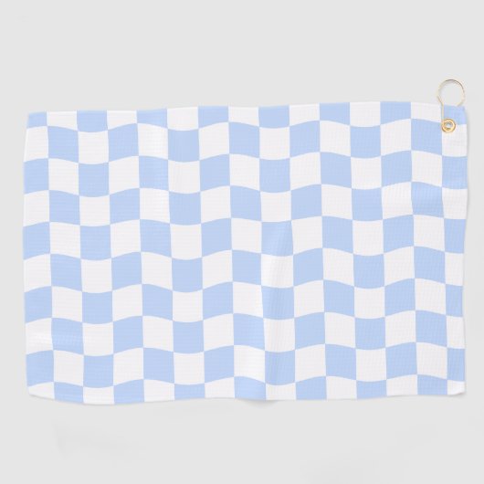Serviette De Golf Pastel Blue White Retro Checkerboard Pattern (Horizontal)