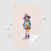 Serviette De Golf Pastel Cute Witch Girl Halloween esthétique (En situation)