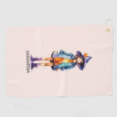 Serviette De Golf Pastel Cute Witch Girl Halloween esthétique (Horizontal)