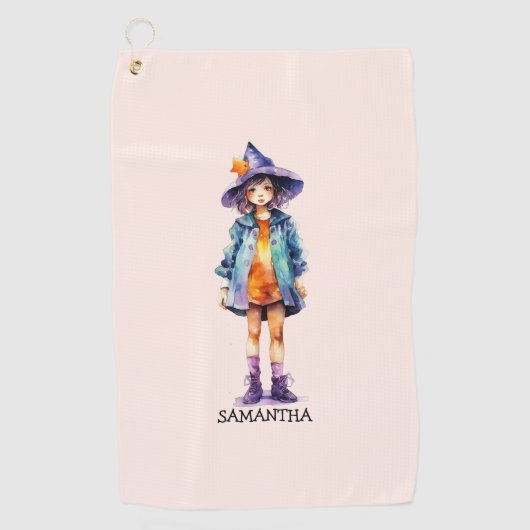 Serviette De Golf Pastel Cute Witch Girl Halloween esthétique (Devant)