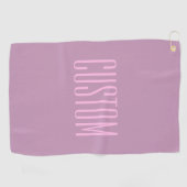 Serviette De Golf Pastel Violet & Rose Clair | Texte Moderne Éditabl (Horizontal)