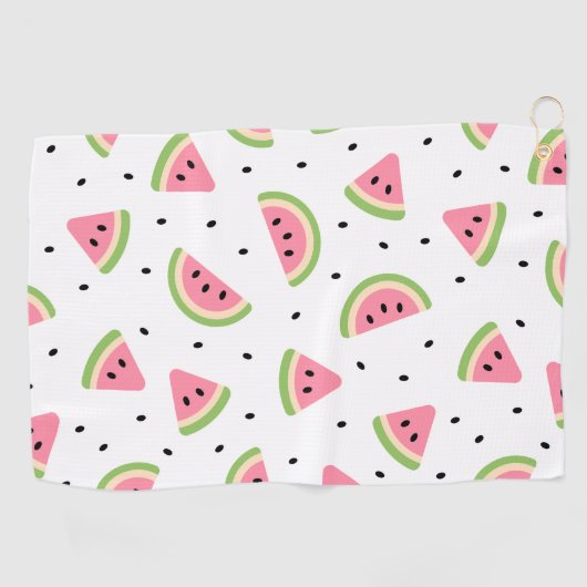 Serviette De Golf Pastèque rose, Graines de pastèque, Motif d'été (Horizontal)