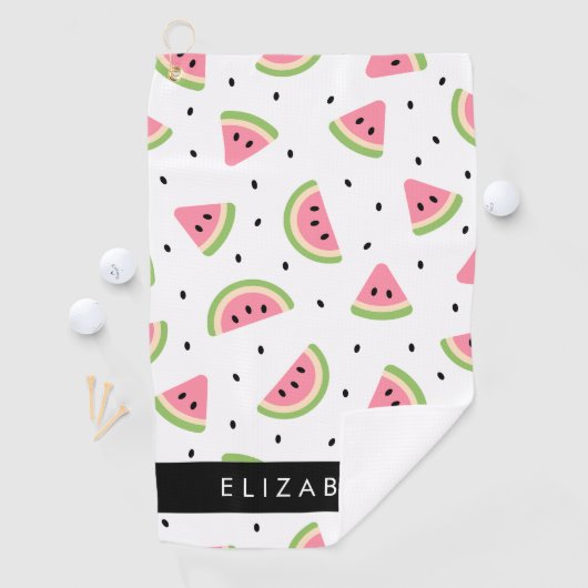 Serviette De Golf Pastèque Rose, Pâtes De Pâques, Votre Nom (En situation)