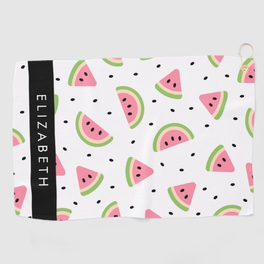 Serviette De Golf Pastèque Rose, Pâtes De Pâques, Votre Nom (Horizontal)