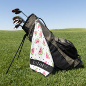 Serviette De Golf Pastèque Rose, Pâtes De Pâques, Votre Nom (Vert)