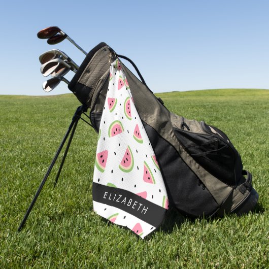 Serviette De Golf Pastèque Rose, Pâtes De Pâques, Votre Nom (Vert)