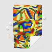 Serviette De Golf Patches de couleur sur bandes beiges incurvées (En situation)