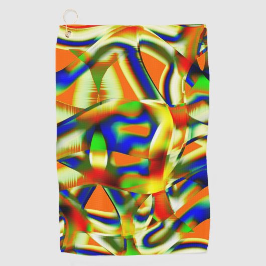 Serviette De Golf Patches de couleur sur bandes beiges incurvées (Devant)