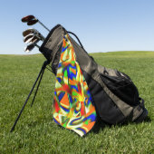 Serviette De Golf Patches de couleur sur bandes beiges incurvées (Vert)