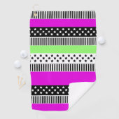 Serviette De Golf Patchwork de rayures noir et blanc et néon (En situation)