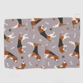 Serviette De Golf Pâtes et os Beagle mignons Gris (Horizontal)