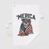 Serviette De Golf Patriotic Bulldog 'Merica Vintage Vector Shirt Des (En situation)