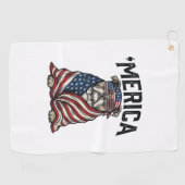 Serviette De Golf Patriotic Bulldog 'Merica Vintage Vector Shirt Des (Horizontal)