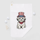 Serviette De Golf Patriotic Dog Vintage Engraving Vector Design_1 (En situation)