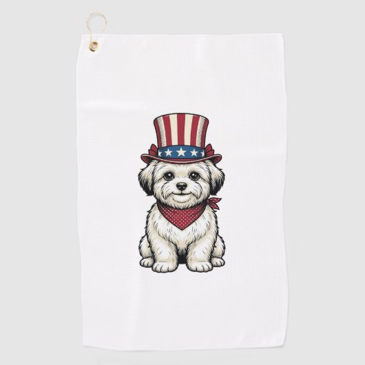 Serviette De Golf Patriotic Dog Vintage Engraving Vector Design_1 (Devant)