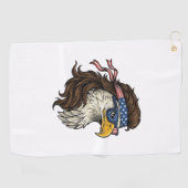 Serviette De Golf Patriotic Eagle Mullet Vintage Engraving Vector De (Horizontal)