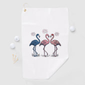 Serviette De Golf Patriotic Flamingo Trio Vintage Engraving Design_1 (En situation)