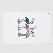 Serviette De Golf Patriotic Flamingo Trio Vintage Engraving Design_1 (Horizontal)