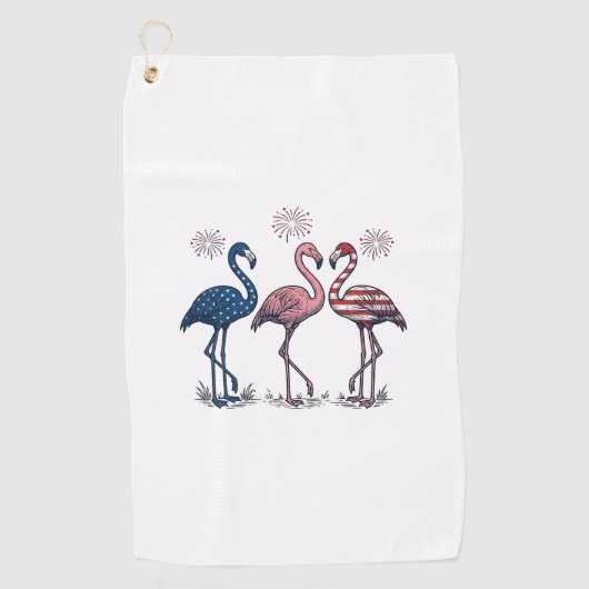 Serviette De Golf Patriotic Flamingo Trio Vintage Engraving Design_1 (Devant)