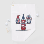 Serviette De Golf Patriotic Gnome Trio Vintage Vector Design_1 (En situation)