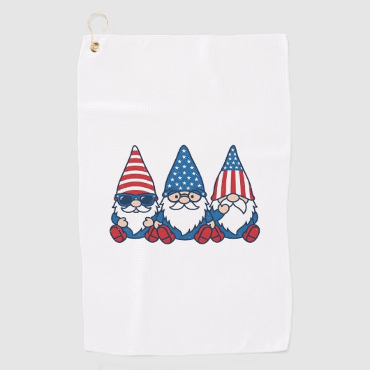 Serviette De Golf Patriotic Gnome Trio Vintage Vector Shirt Design_1 (Devant)
