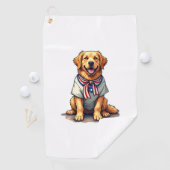 Serviette De Golf Patriotic Golden Dog Vintage Engraving Shirt 2 (En situation)
