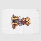Serviette De Golf Patriotic Golden Dog Vintage Engraving Shirt 2 (Horizontal)