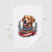 Serviette De Golf Patriotic Golden Retriever Americana Art Tee 2 (En situation)