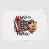Serviette De Golf Patriotic Golden Retriever Americana Art Tee 2 (Horizontal)