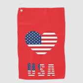 Serviette de golf Patriotic Heart avec drapeau amé (Devant)