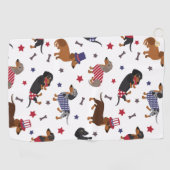 Serviette De Golf Patriotique Dachshund (Horizontal)
