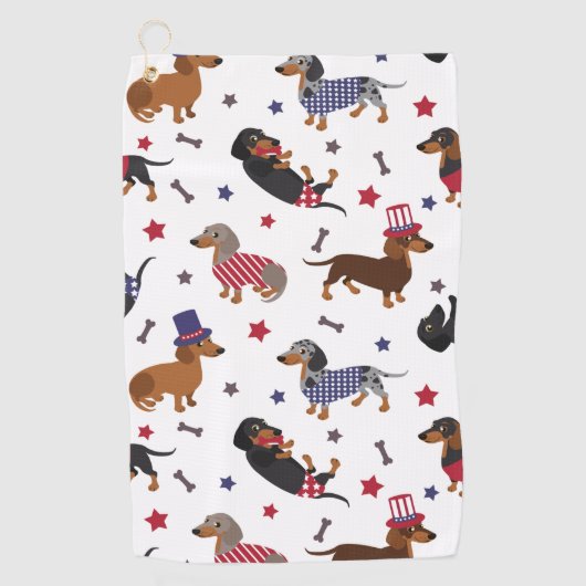 Serviette De Golf Patriotique Dachshund (Devant)