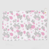 Serviette De Golf Pattern of Elephants, Cute Elephants - Pink Gray (Horizontal)