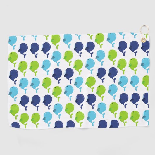 Serviette De Golf Pattern of Whales, Cute Whales, Sea Animals (Horizontal)