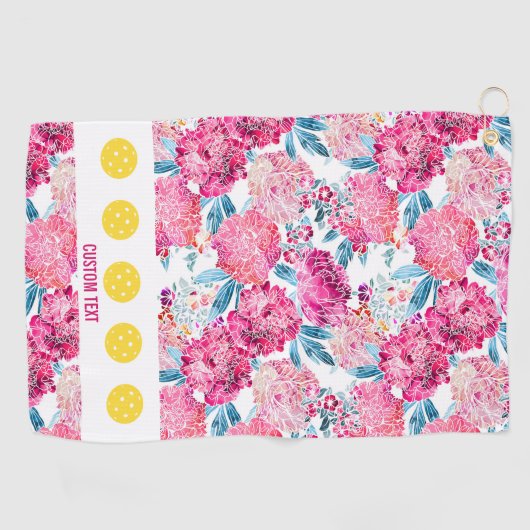 Serviette De Golf Patty rose Floral Pattern Pickleball Swemain (Horizontal)