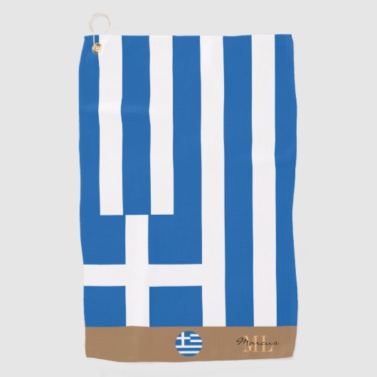 Serviette De Golf Pavillon grec & Grèce monogrammed Golf Towel (Devant)