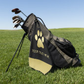 Serviette De Golf Paw chien brillant or sur arrière - plan noir (Vert)