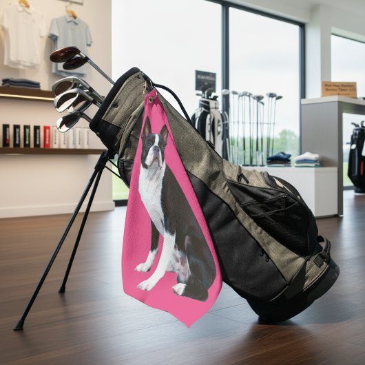Serviette De Golf Paw Rosée : Boston Terrier Golf Towel