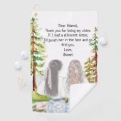 Serviette De Golf Paysage aquarelle avec 2 filles message personnali (En situation)