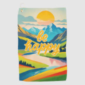 Serviette De Golf Paysage de la montagne Retro (Devant)