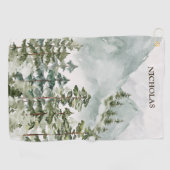 Serviette De Golf Paysage de l'aquarelle de la forêt (Horizontal)