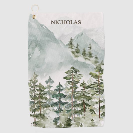 Serviette De Golf Paysage de l'aquarelle de la forêt (Devant)