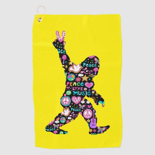 Serviette De Golf Peace Love Bigfoot Hippie Funny Bigfoot Lover (Devant)