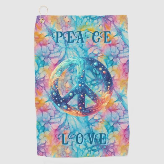 Serviette De Golf Peace Love Tie-Dye (Devant)