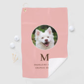 Serviette De Golf Peach Pink Pet Photo Personnalisée (En situation)
