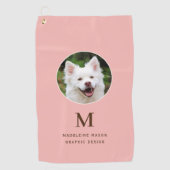 Serviette De Golf Peach Pink Pet Photo Personnalisée (Devant)