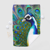 Serviette De Golf Peacock blanc bleu et vert Piebald (En situation)